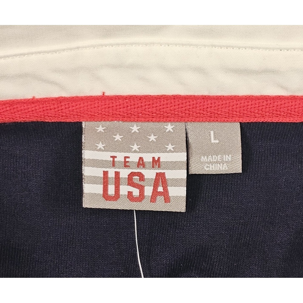 GAP Team USA Rugby Shirt Top Navy Blue Long Sleeve Large Olympics Logo Stripes - Picture 6 of 7